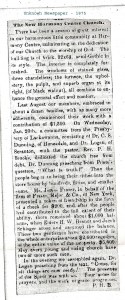 Brandt Church Dedication from Unknown Newspaper 1875